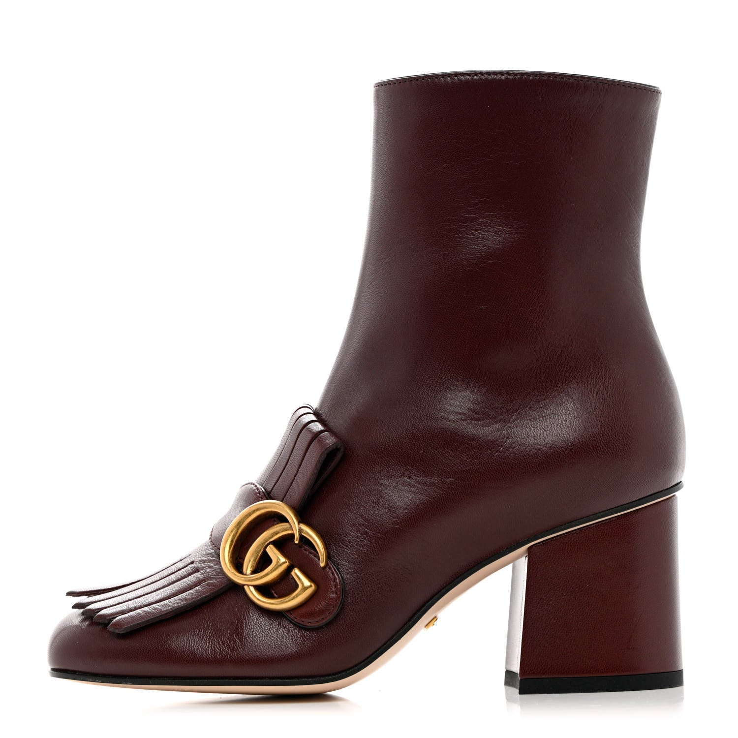 Gucci Malaga Kid GG Marmont Fringe 75mm Ankle Boots 35 Vintage Bordeaux 1 of 12