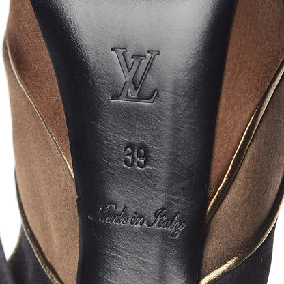 Louis Vuitton Lizard Suede Satin Sugar Platform Slingbacks 39 Black Brown 8 of 10