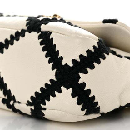 Chanel Calfskin Crochet Medium Chanel 19 Flap White Black 10 of 12