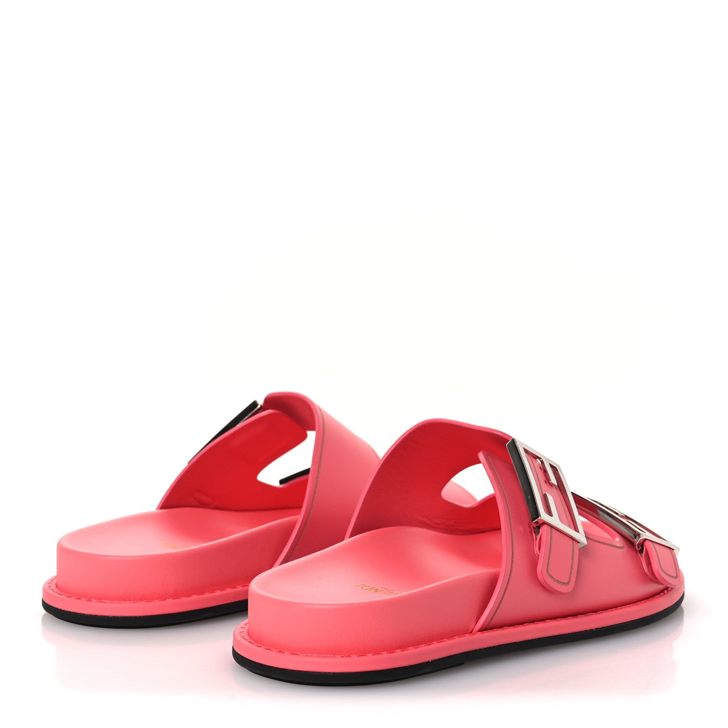 Fendi Vitello Fendi Feel Buckled Slide Sandals 38 Pink Dalia