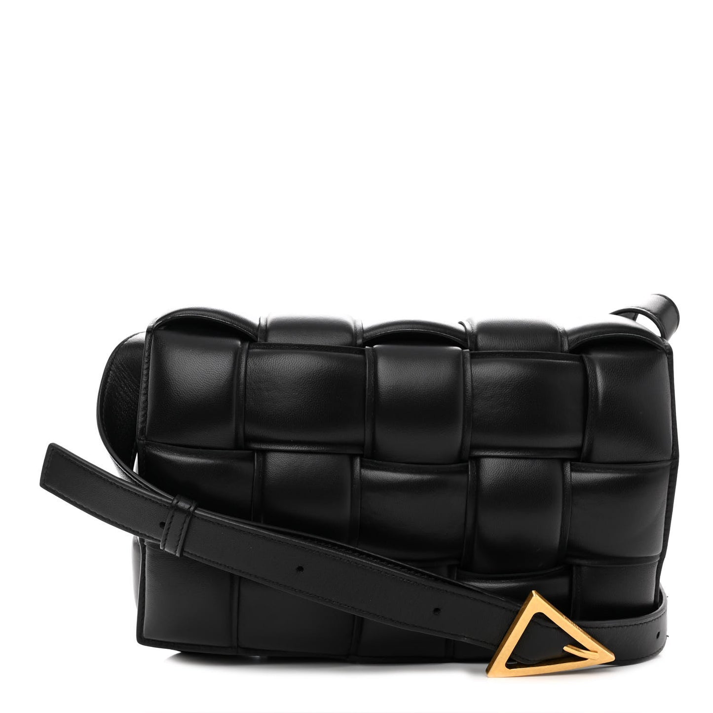 Nappa Maxi Intreccio Padded Cassette Crossbody Bag Black