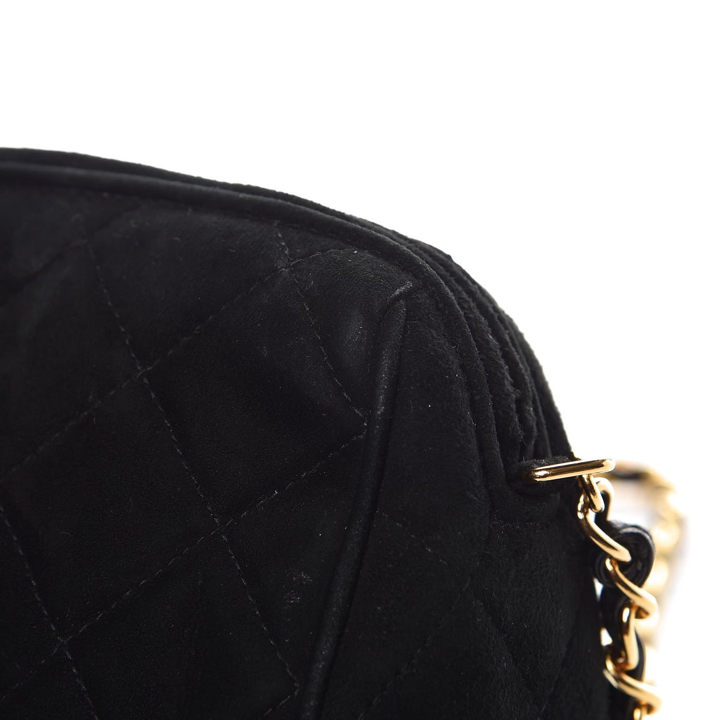 Suede Quilted Camera Case Crossbody Bag Black