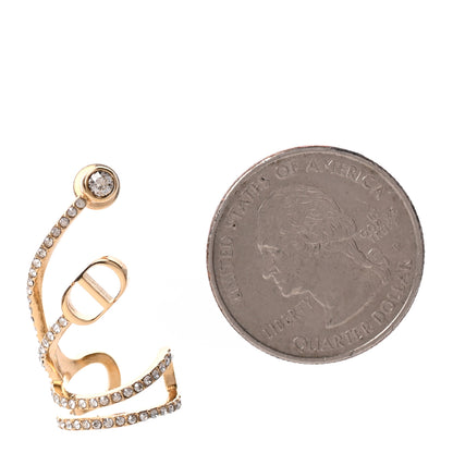 Christian Dior Metal Crystal Petit Rigid CD Ear Jewelry Gold 2 of 4
