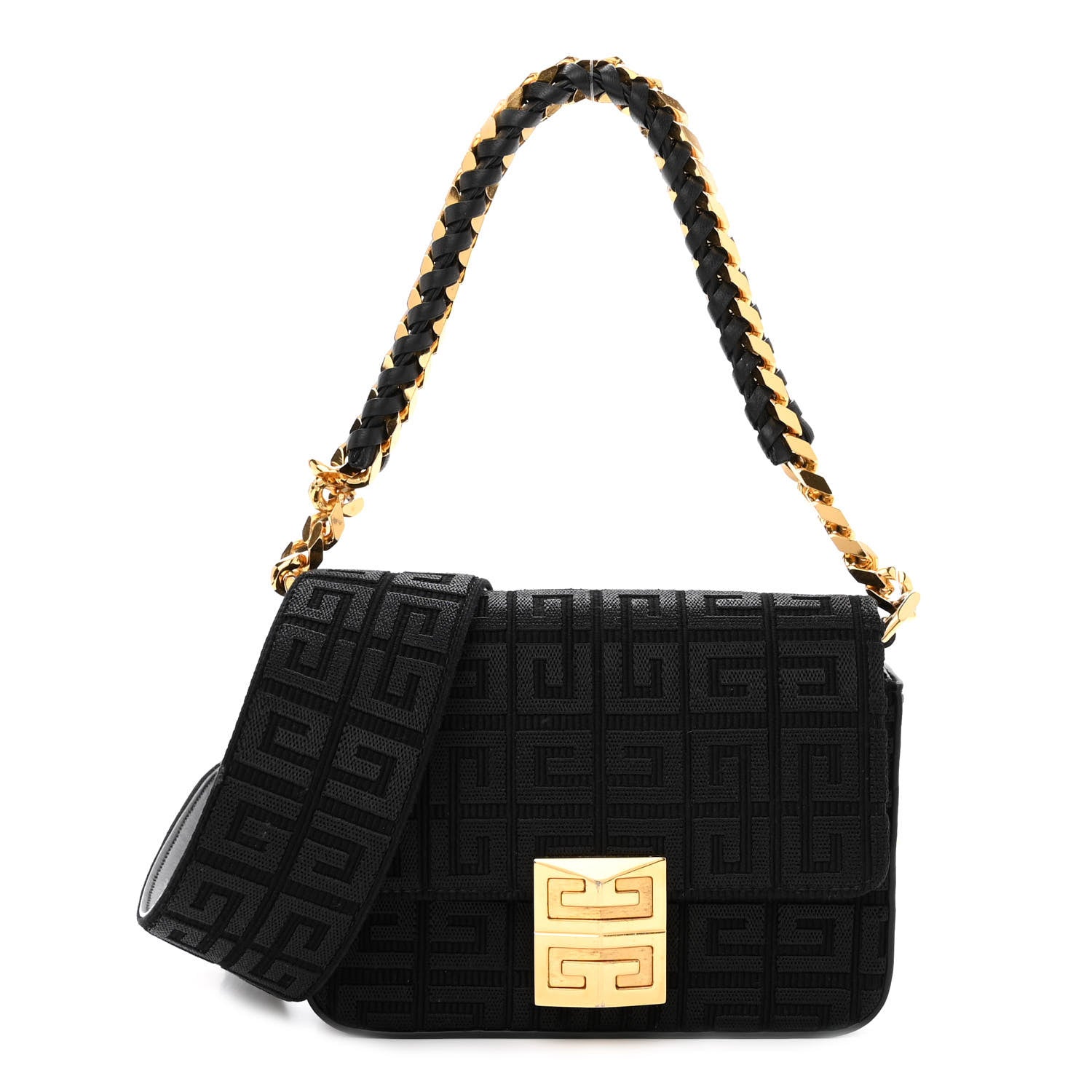 Givenchy Canvas Embroidered Small 4G Woven Chain Crossbody Black 1 of 9