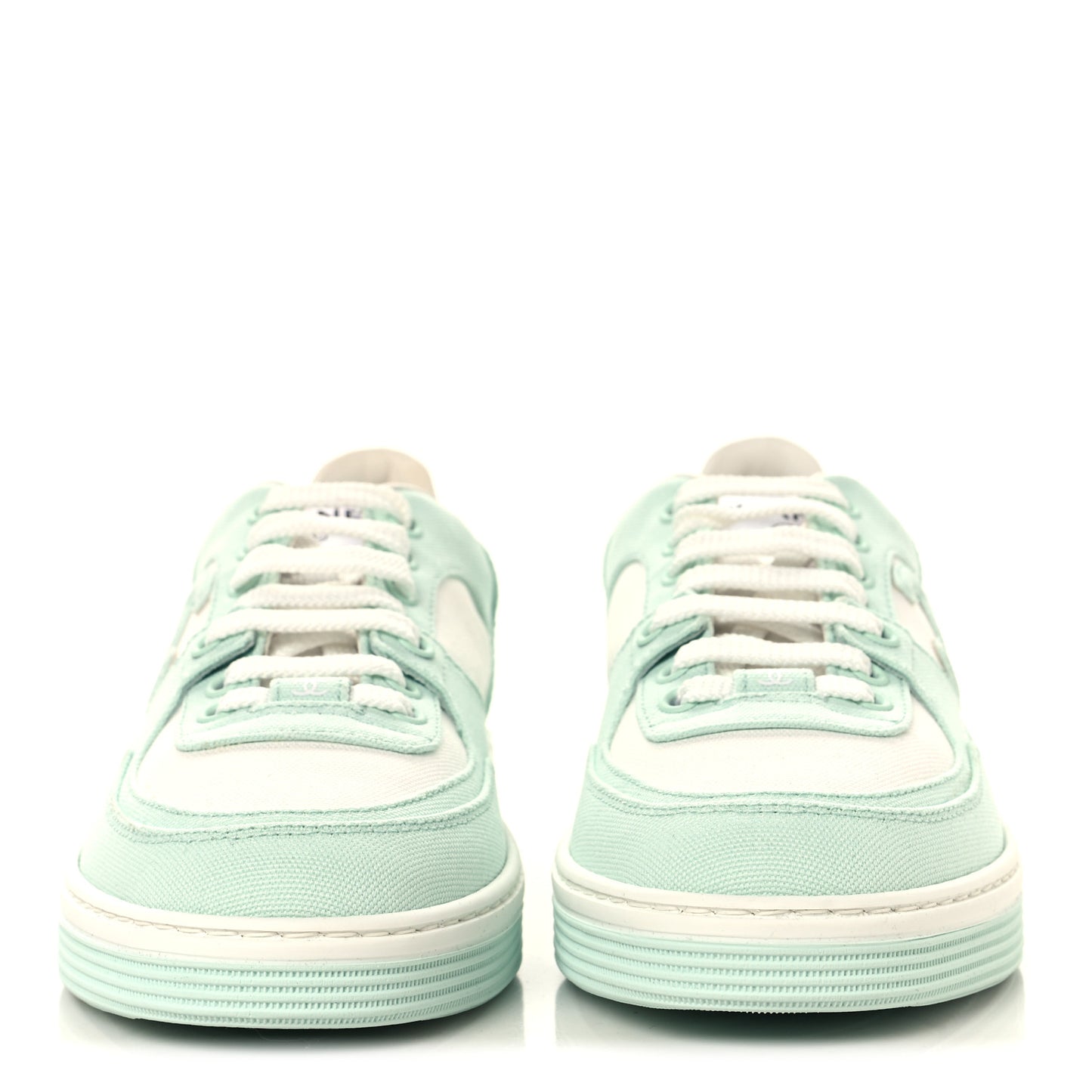 Cotton Sneakers 38.5 Light Turquoise White