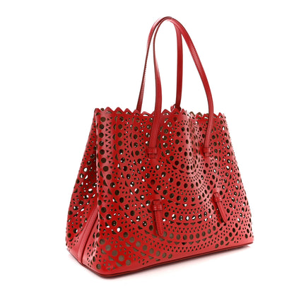 Alaia Calfskin Laser Cut Mina 32 Bag Red 4 of 10