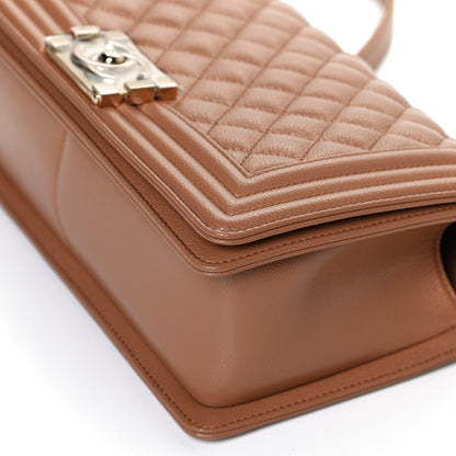 Chanel Caviar Quilted Medium Boy Flap Light Brown 11 of 13