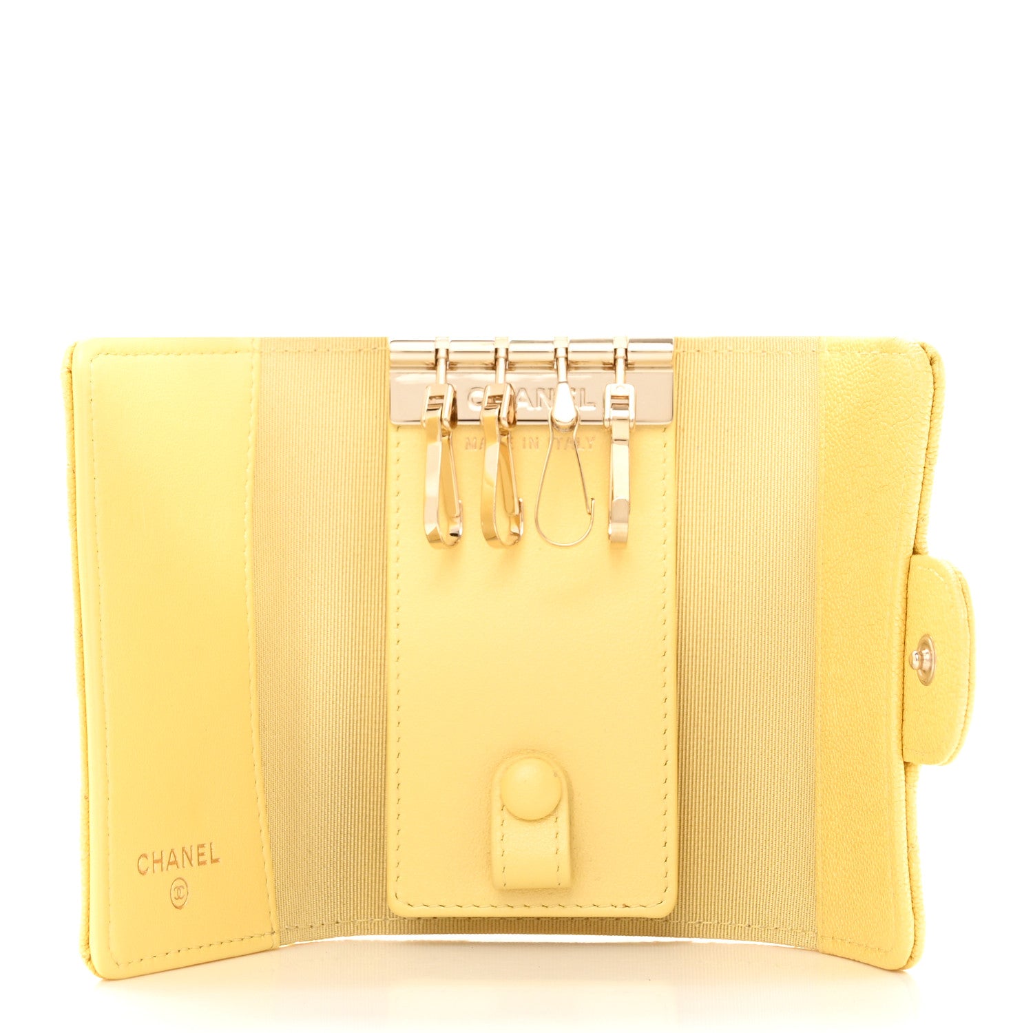 Chanel Iridescent Caviar Quilted Classic 4 Key Holder Wallet Yellow 5 of 8