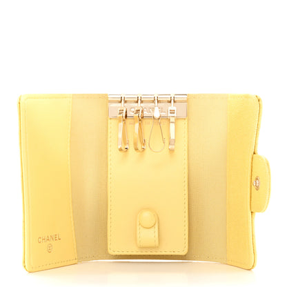 Chanel Iridescent Caviar Quilted Classic 4 Key Holder Wallet Yellow 5 of 8