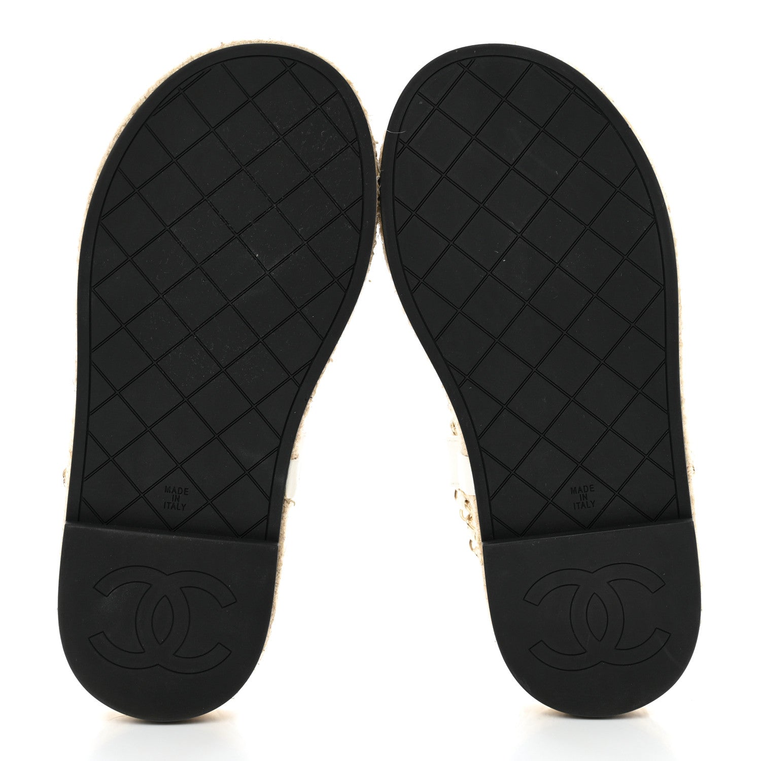 Chanel Lambskin Chain CC Thong Espadrille Sandals 35 White 5 of 9
