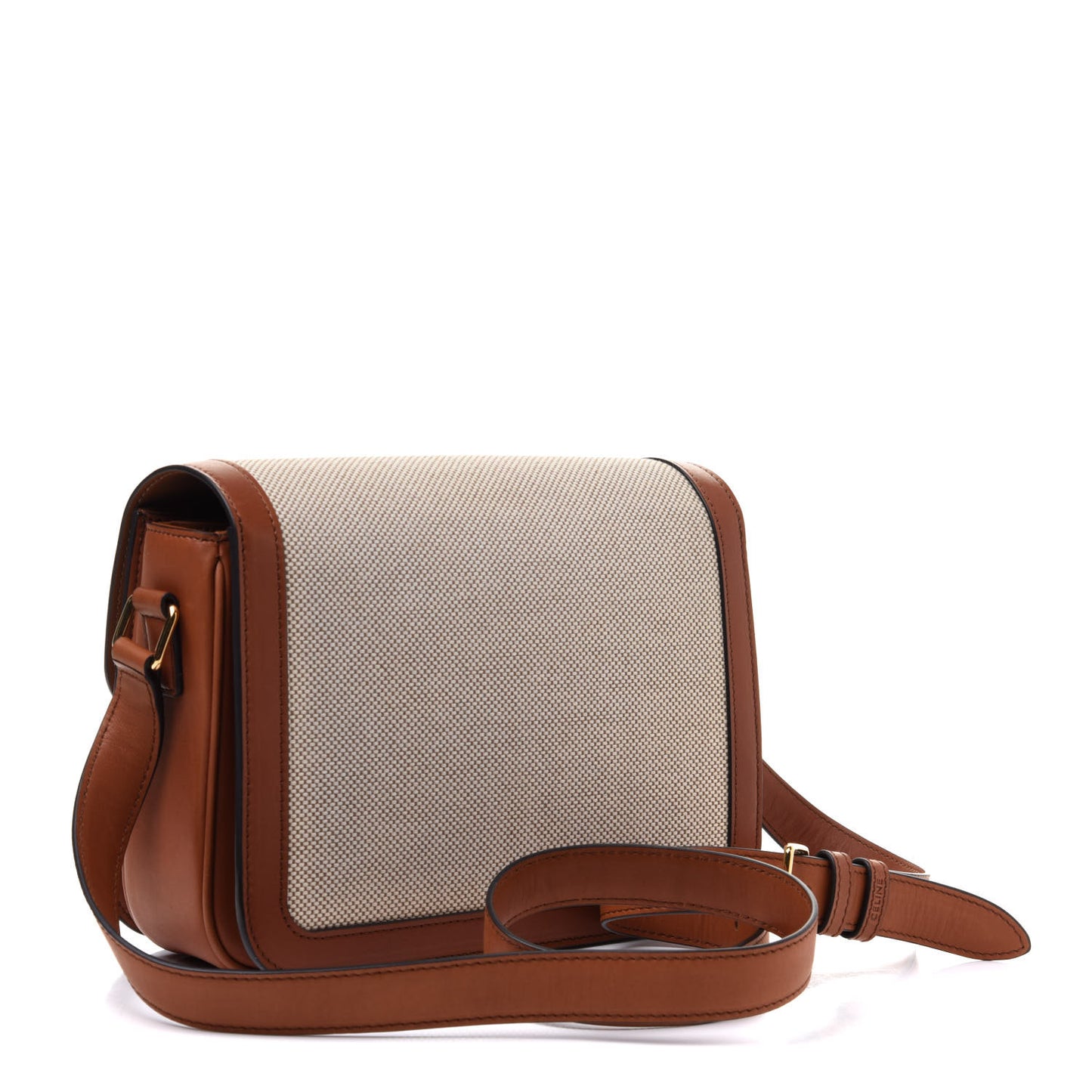 Textile Natural Calfskin Medium Triomphe Bag White Tan