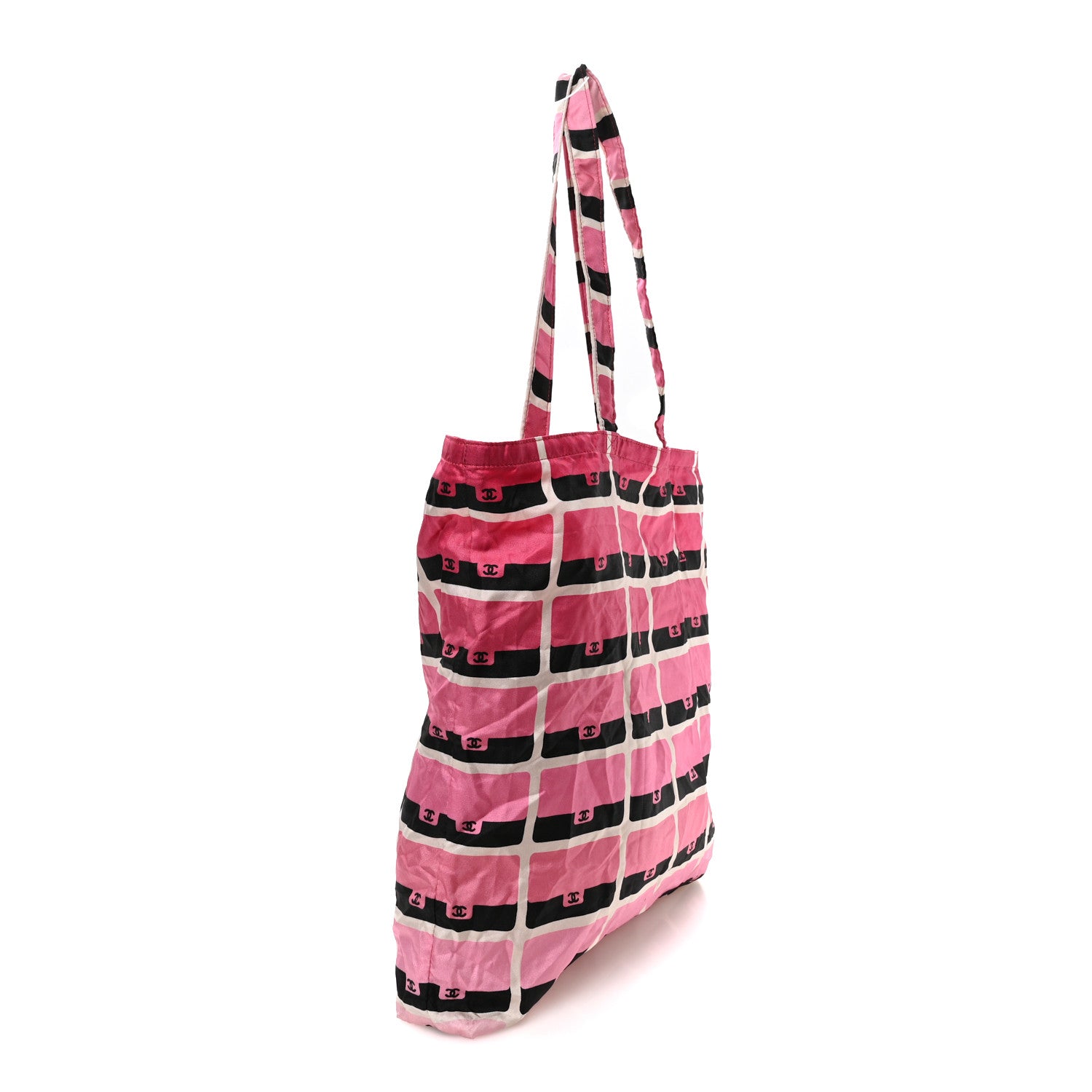 Chanel Caviar Fabric Quilted Foldable Tote With Chain Pink Multicolor 2 of 11