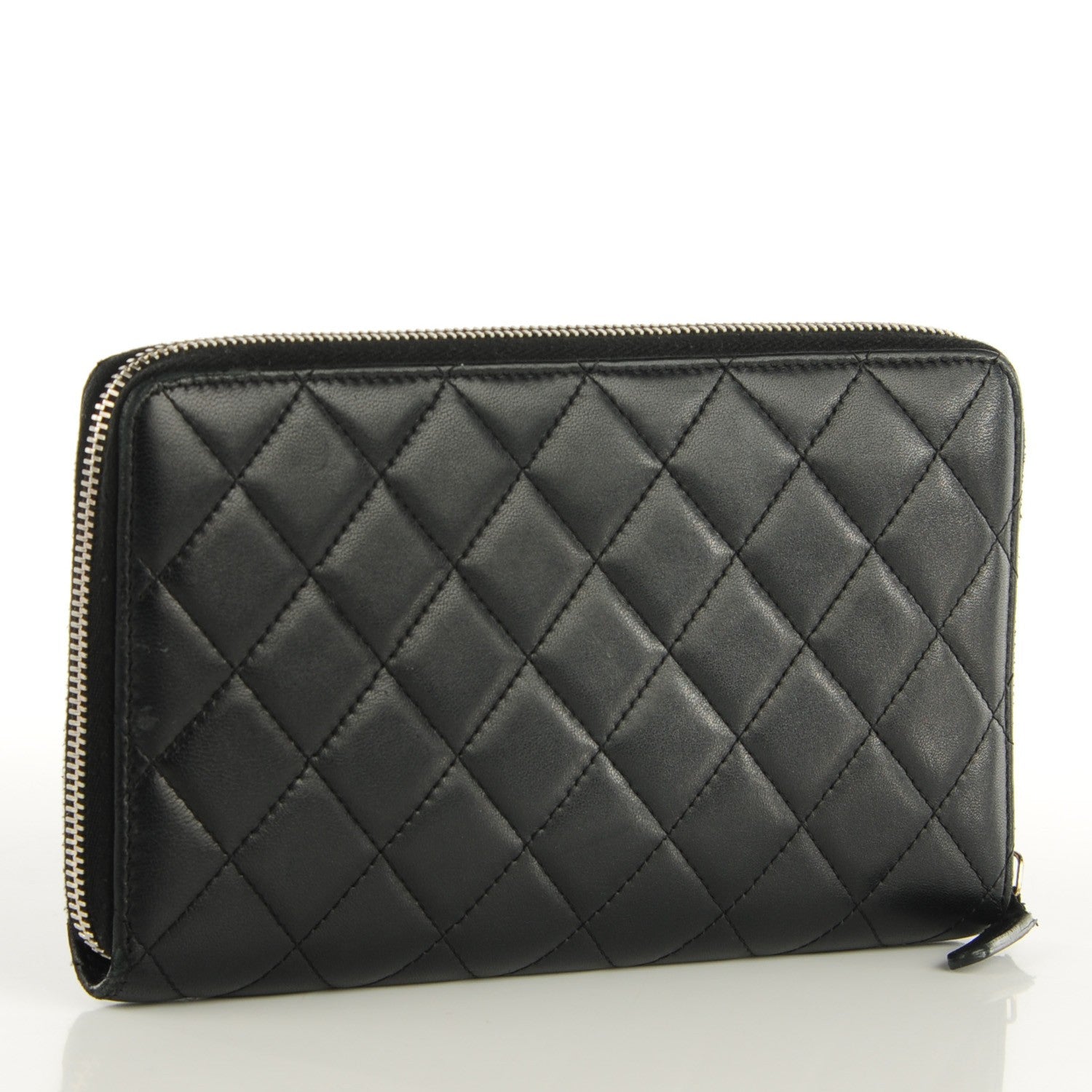 Chanel Lambskin Quilted Large Zipped Wallet Black 3 of 7