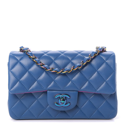 Chanel Lambskin Quilted Mini Rectangular Flap Blue Purple 1 of 12