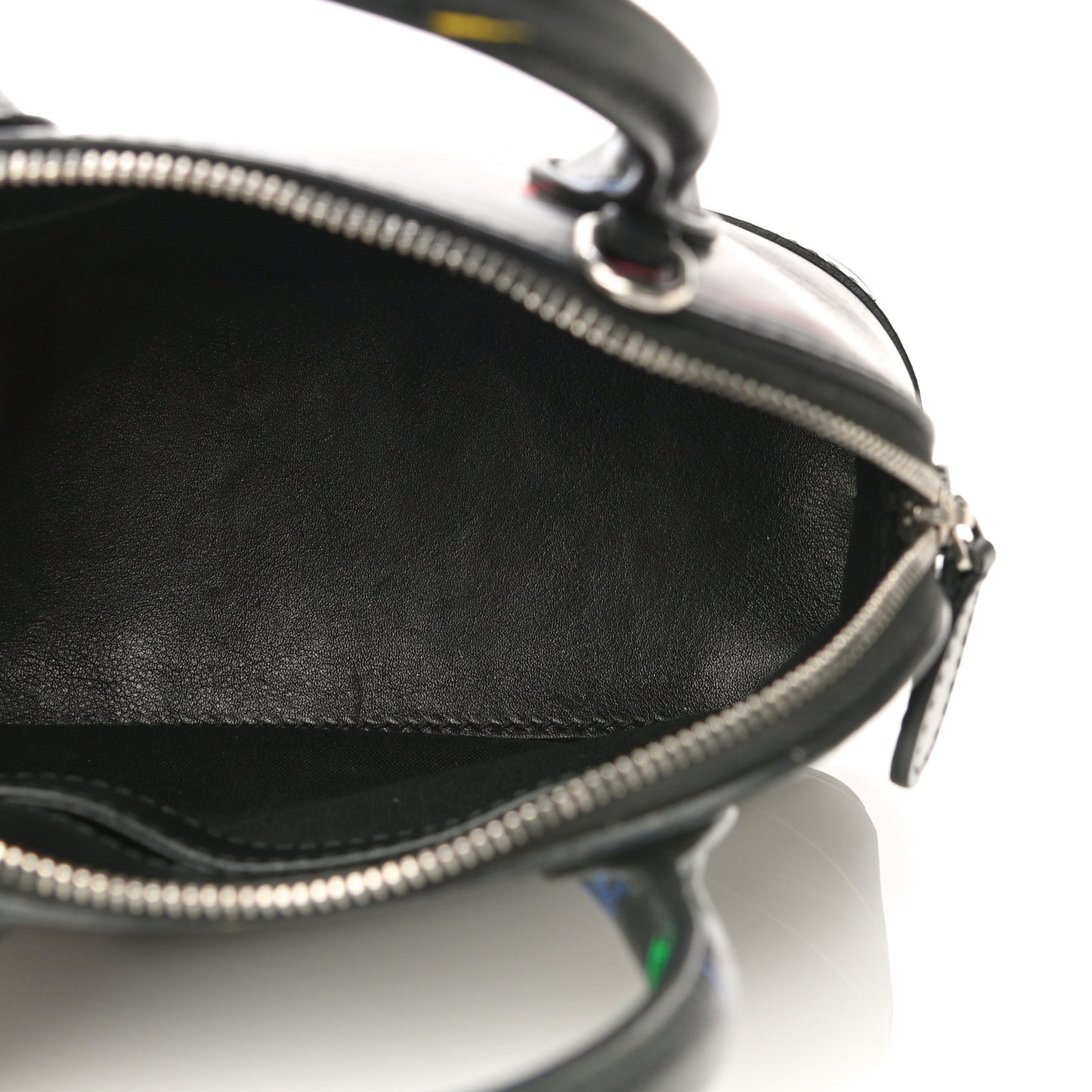 Calfskin Logo Print XXS Ville Top Handle Bag Black Multicolor