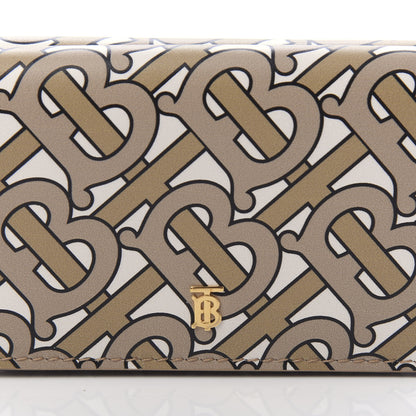 Burberry Grained Calfskin Monogram Double Flap Lark Wallet Beige 10 of 10