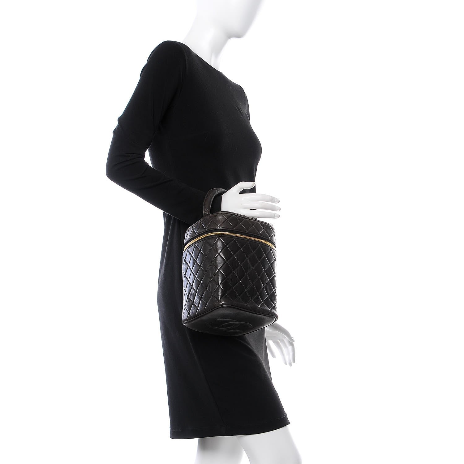Chanel Lambskin Quilted Cosmetic Vanity Bag Brown 2 of 16