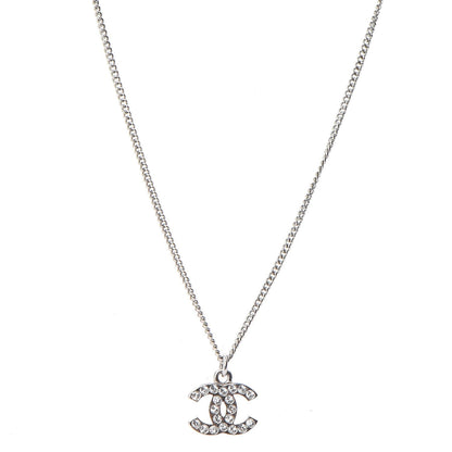 Chanel Crystal Timeless CC Necklace Silver 1 of 7