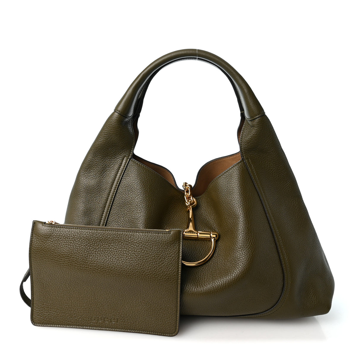 Grained Calfskin Softbit Maxi Shoulder Bag Forest Green