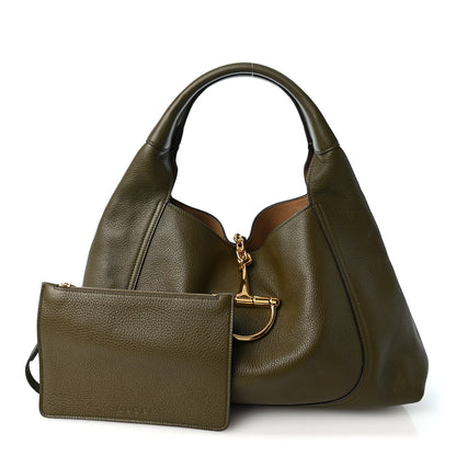 Gucci Grained Calfskin Softbit Maxi Shoulder Bag Forest Green 3 of 11