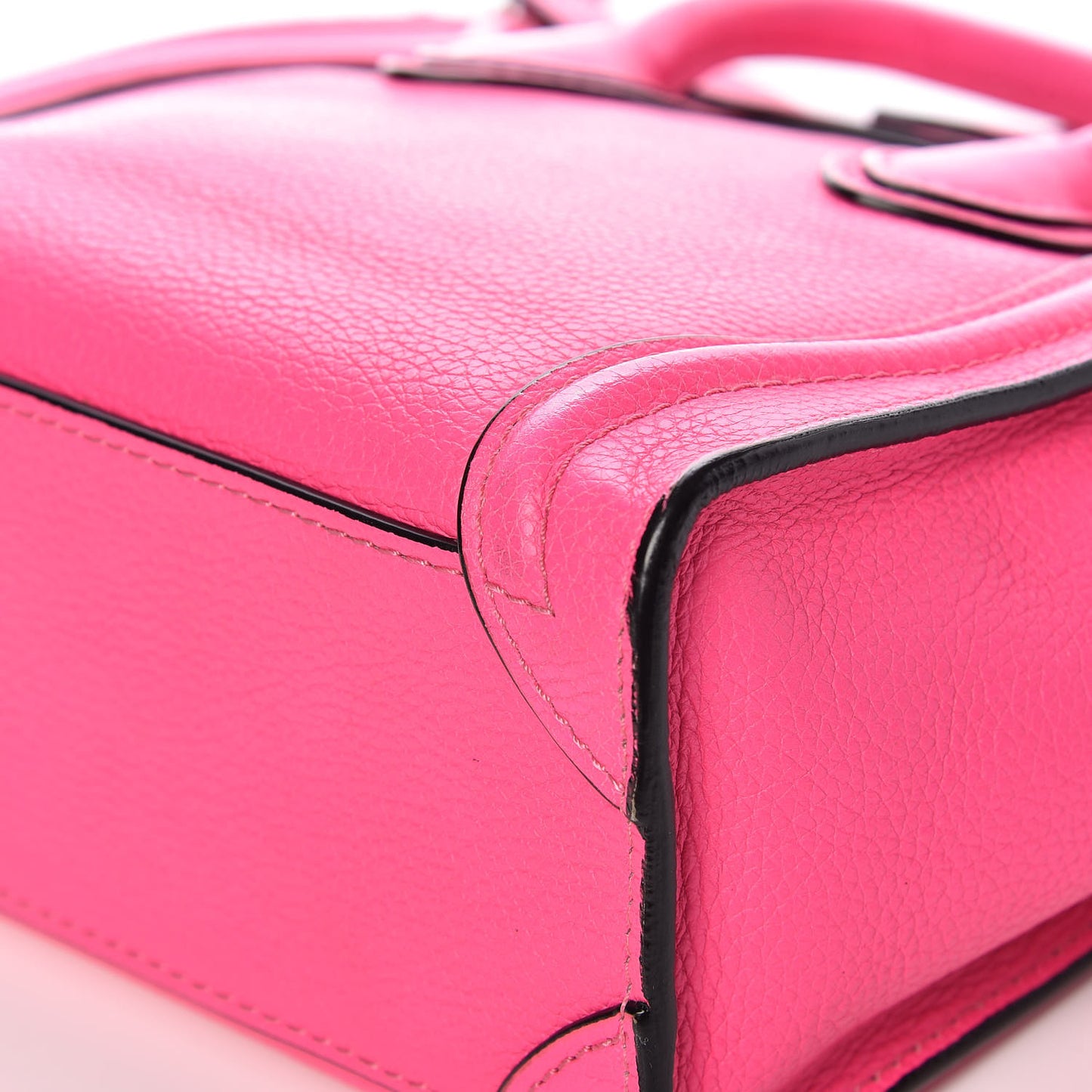Drummed Calfskin Nano Luggage Fluo Pink