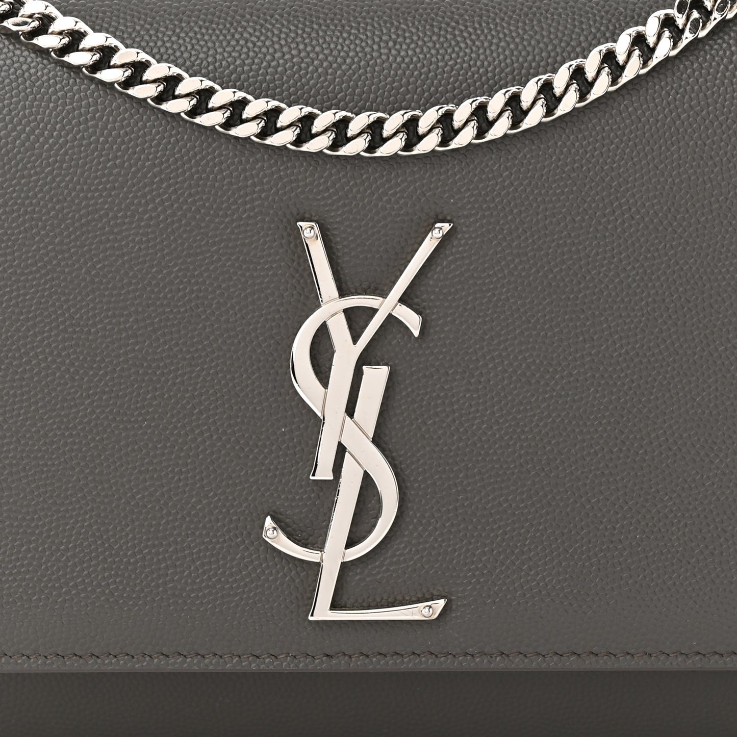 Grain De Poudre Medium Classic Monogram Kate Satchel Earth Grey