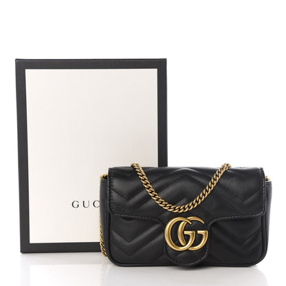 Gucci Calfskin Matelasse Super Mini GG Marmont Shoulder Bag Black 13 of 13