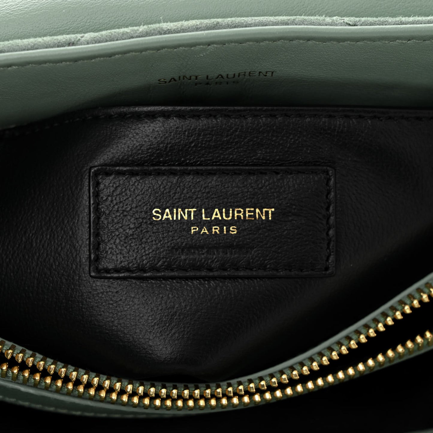Suede Calfskin Y Quilted Monogram Small Loulou Chain Satchel Vert Opaline