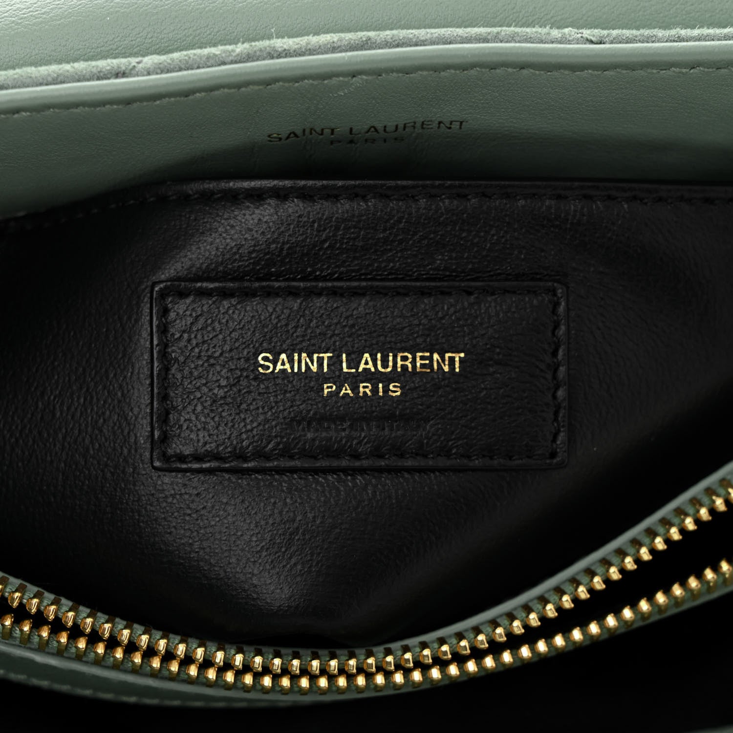 Saint Laurent Suede Calfskin Y Quilted Monogram Small Loulou Chain Satchel Vert Opaline 6 of 11