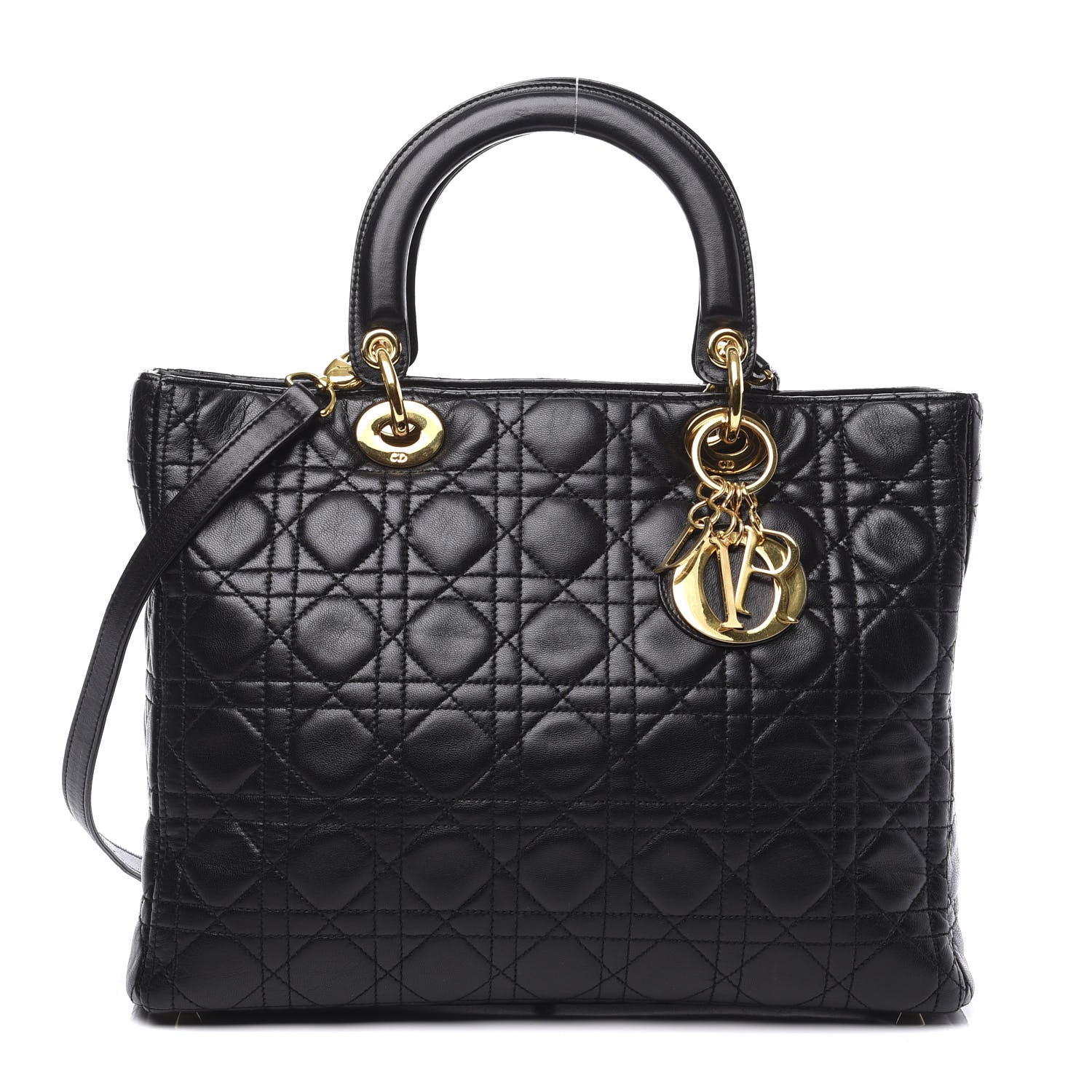Christian Dior Lambskin Cannage Large Lady Dior Black 1 of 9