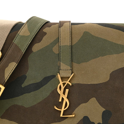 Saint Laurent Suede Monogram University Camouflage Shoulder Bag Green 7 of 12