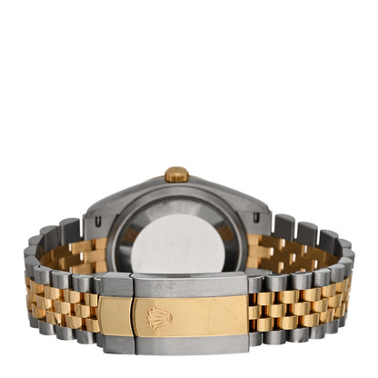 Rolex Stainless Steel 18K Yellow Gold Diamond 36mm Oyster Perpetual Datejust Watch Olive Green Roman 126233 3 of 5