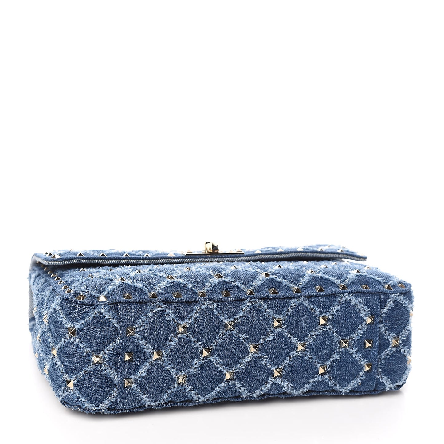 Denim Medium Rockstud Spike Shoulder Bag Denim