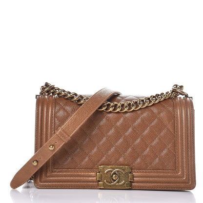 Chanel Caviar Quilted Medium Boy Flap Light Brown 1 of 14