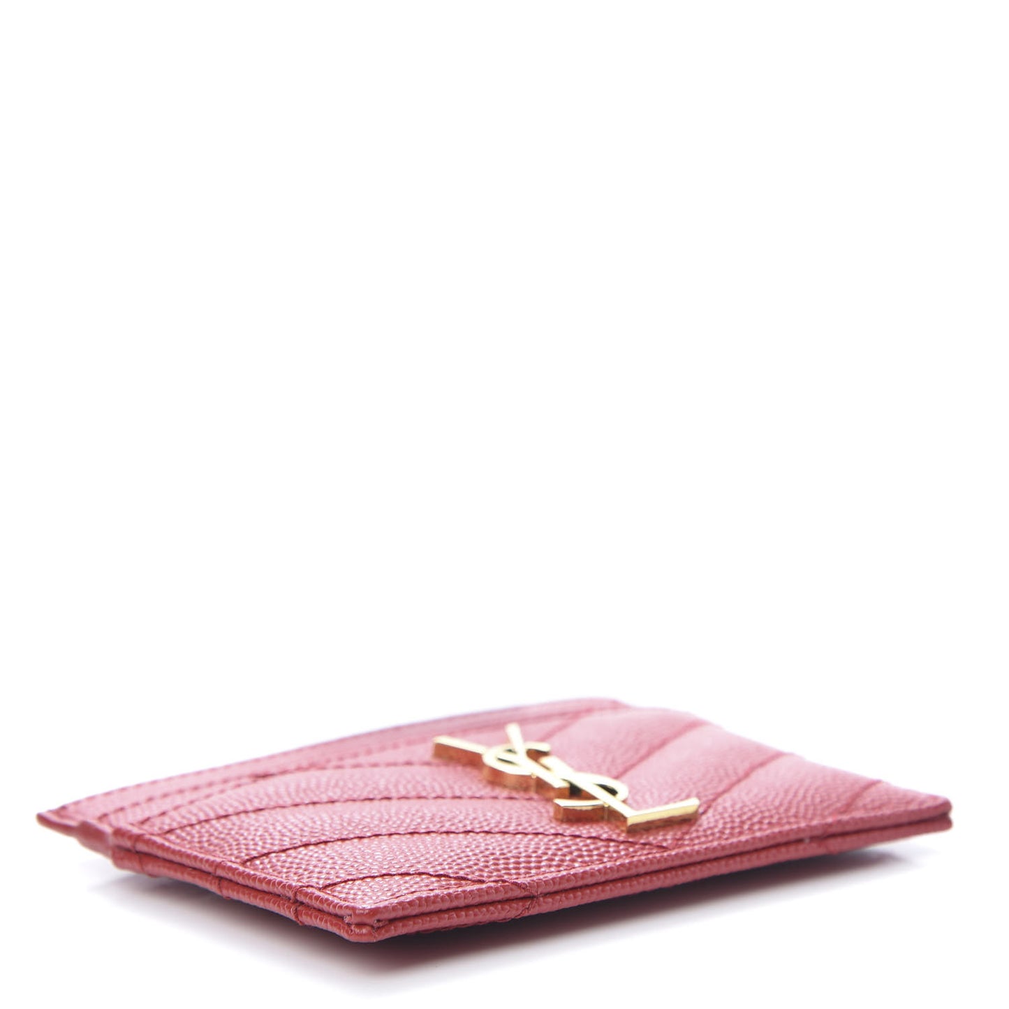Grain De Poudre Matelasse Chevron Monogram Credit Card Case New Red
