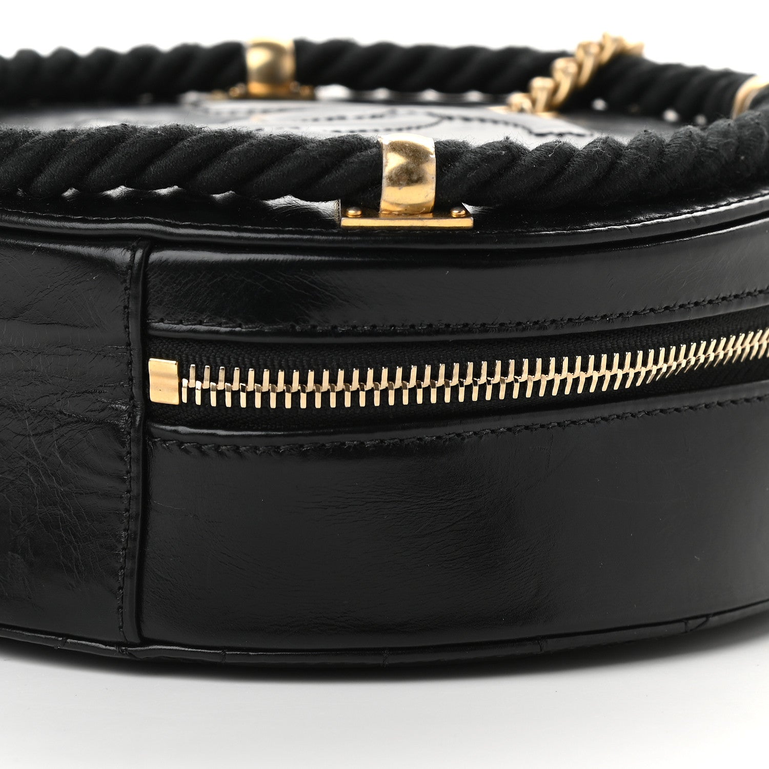 Chanel Crumpled Calfskin Cotton Small En Vogue Round Bag Black 8 of 9