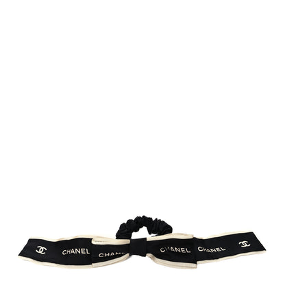 Chanel Silk CC Hair Tie Black Ecru 1 of 3