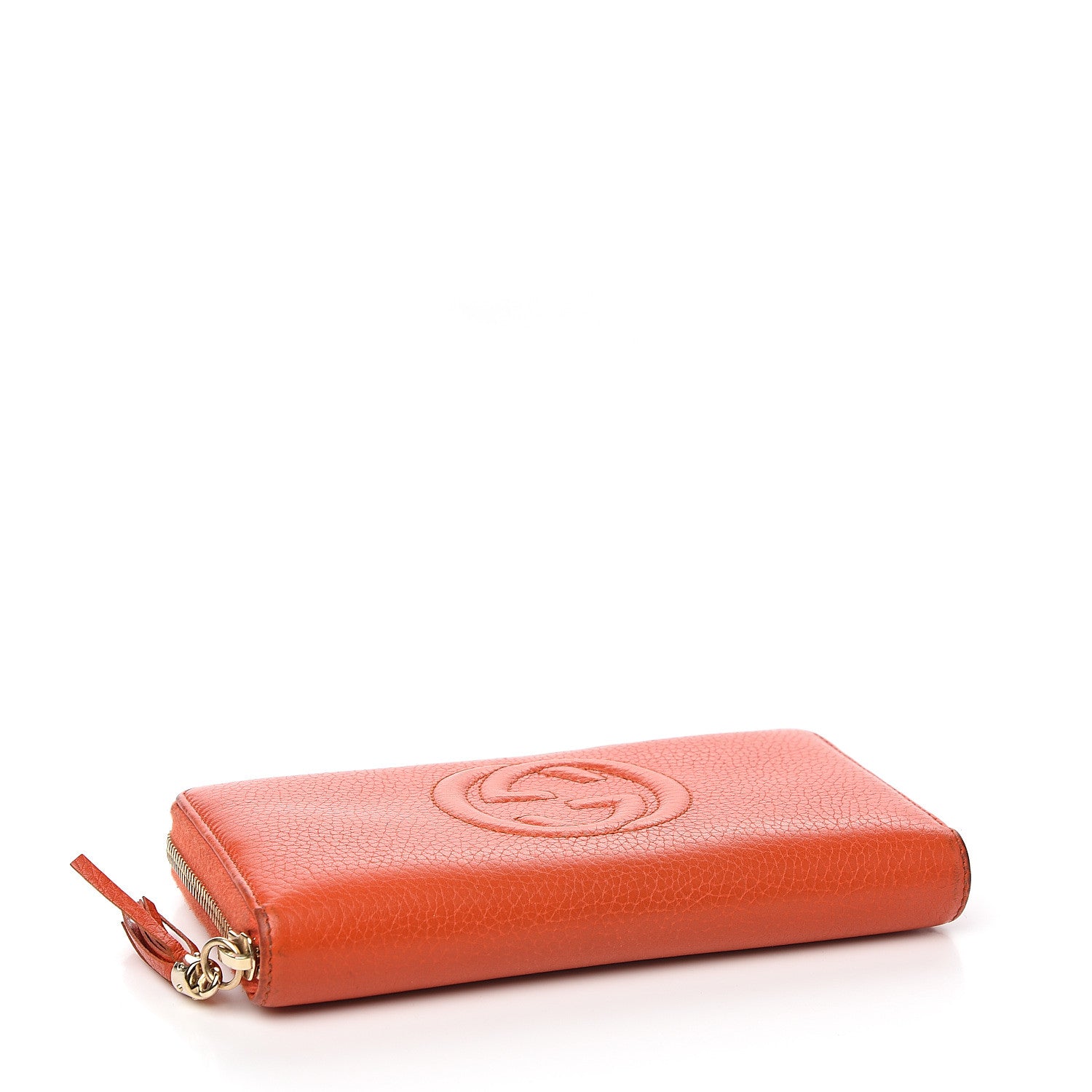 Gucci Pebbled Calfskin Soho Zip Around Wallet Sun Orange 3 of 11