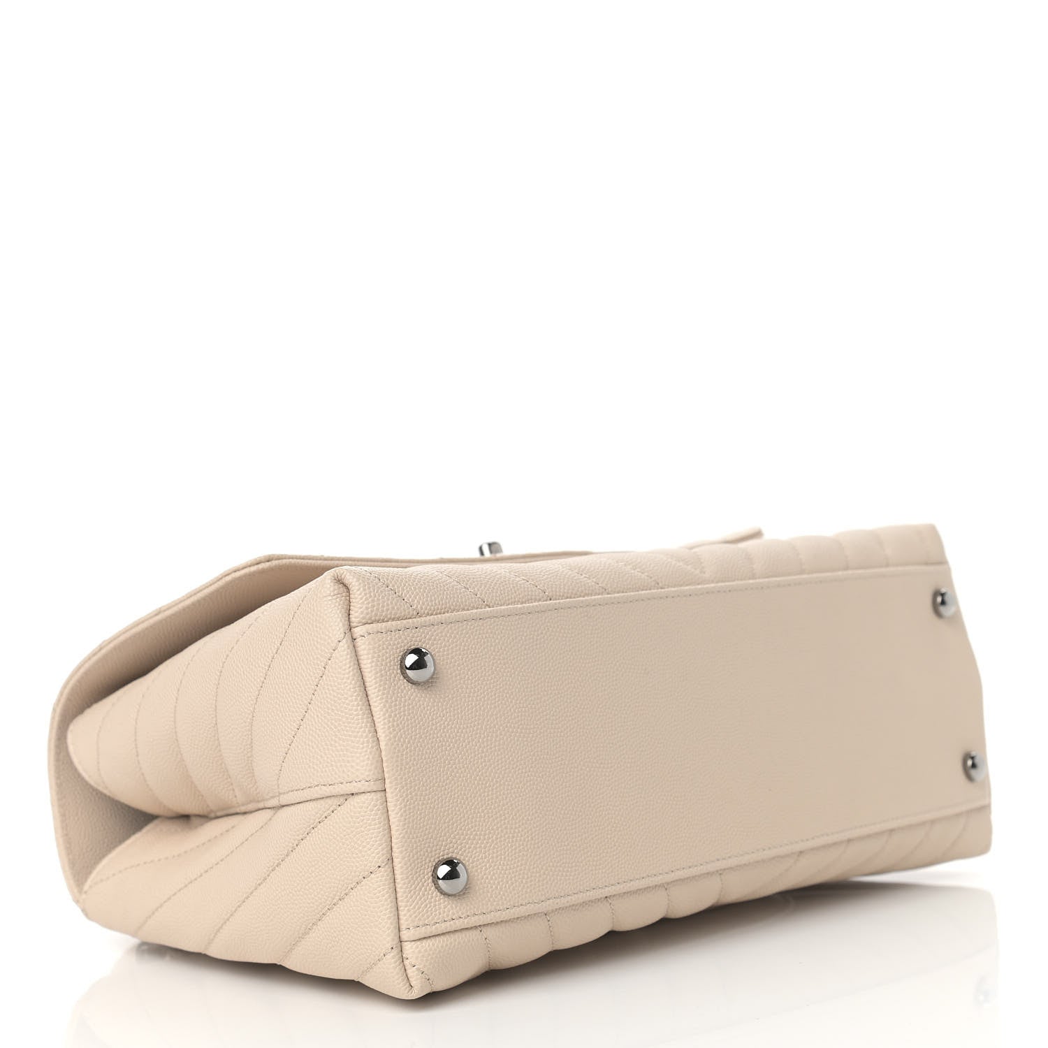 Chanel Caviar Chevron Quilted Small Coco Handle Flap Light Beige 4 of 9