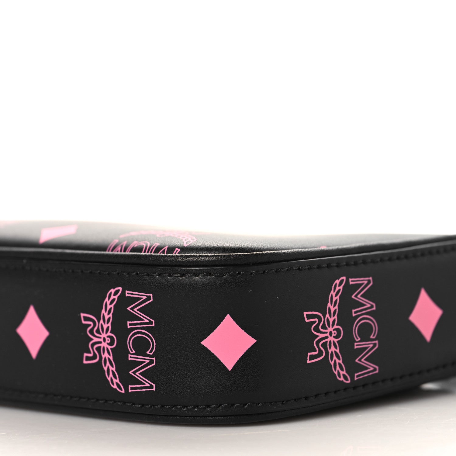 MCM Calfskin Color Splash Pouch on Chain Black Pink 9 of 9