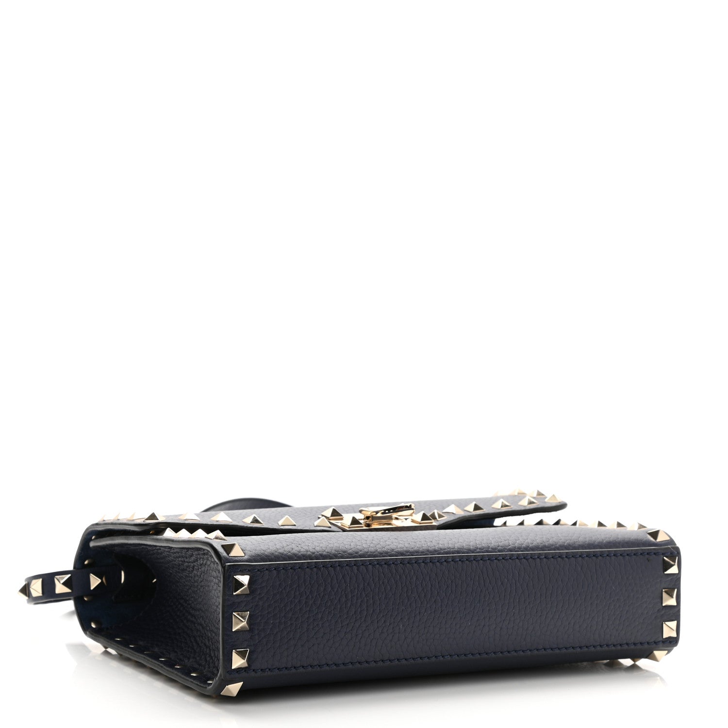 Valentino Garavani Pebbled Calfskin Medium Rockstud Flip Lock Crossbody Bag Navy 4 of 7