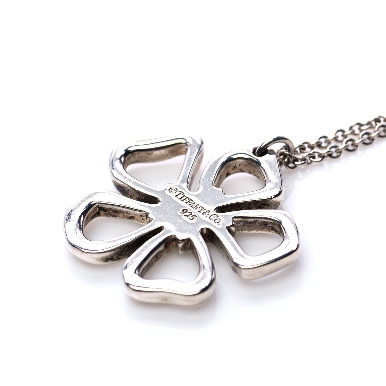 Tiffany Sterling Silver Open Flower Pendant Necklace 4 of 7