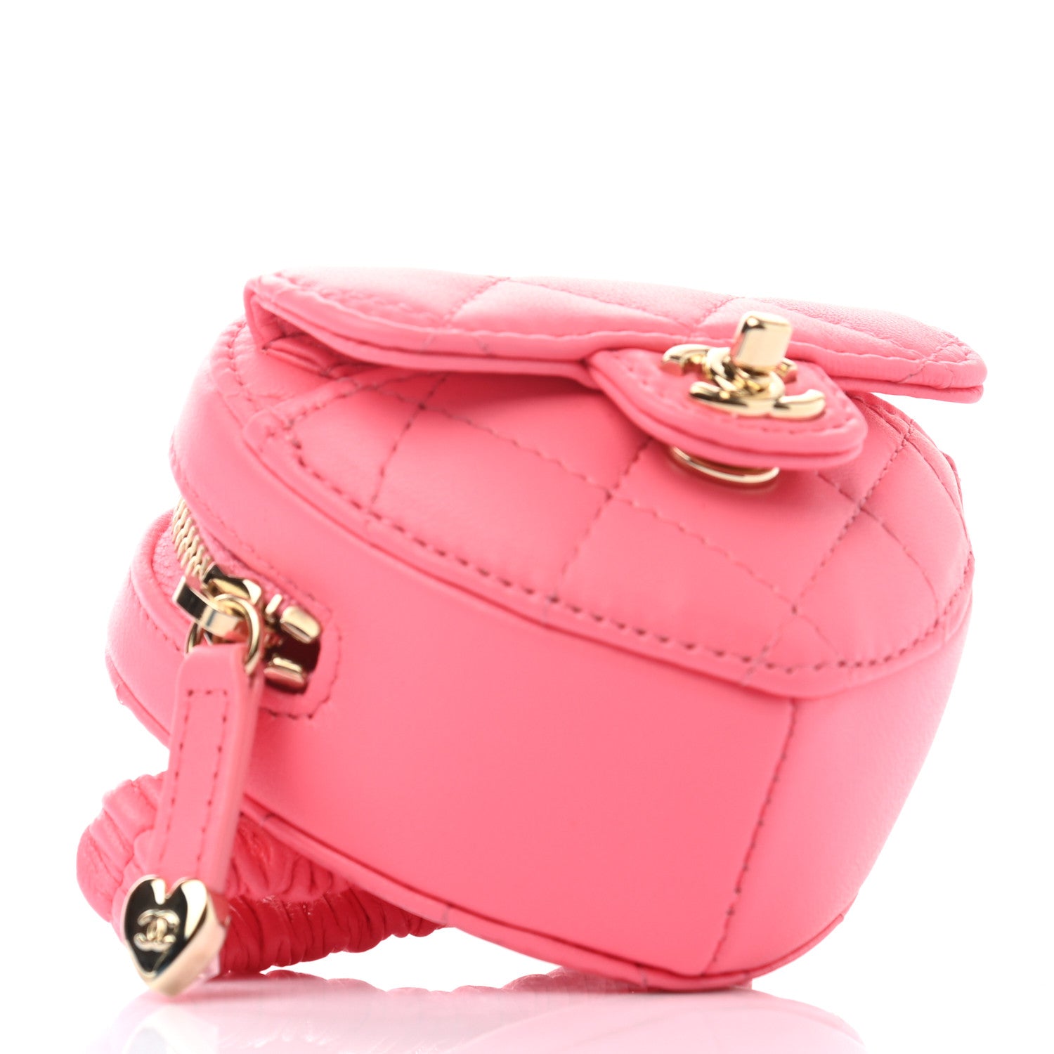 Chanel Lambskin Quilted CC In Love Heart Zipped Arm Coin Purse Pink 4 of 8