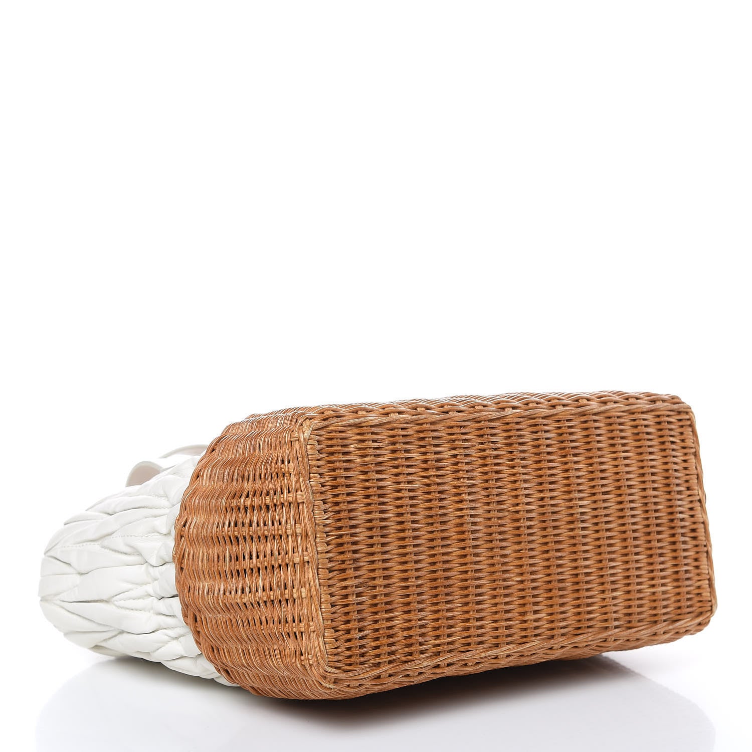 Miu Miu Nappa Matelasse Wicker Basket Bag White Miele 4 of 16