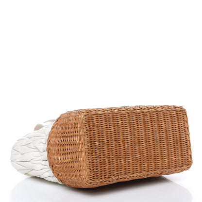 Miu Miu Nappa Matelasse Wicker Basket Bag White Miele 4 of 16