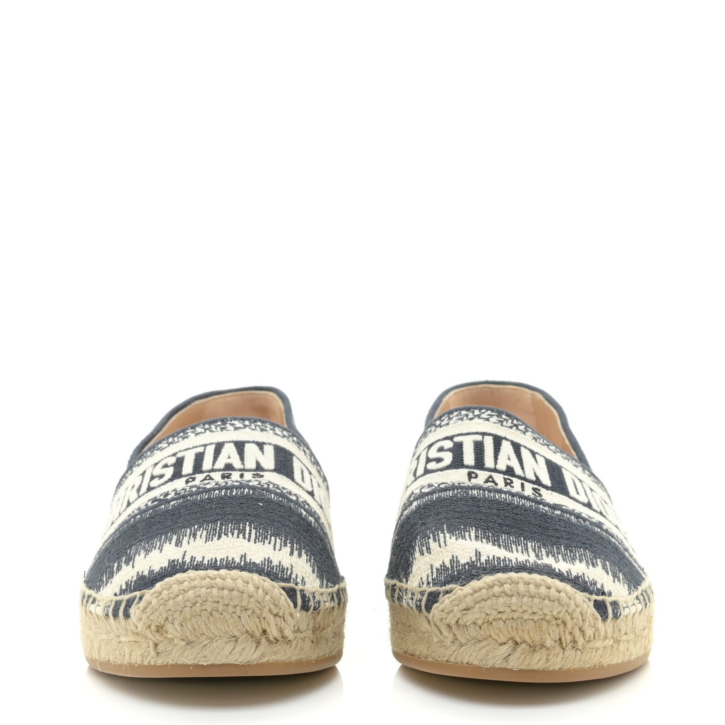 Cotton D-Stripes Embroidered Granville 15mm Espadrilles 37 Deep Blue