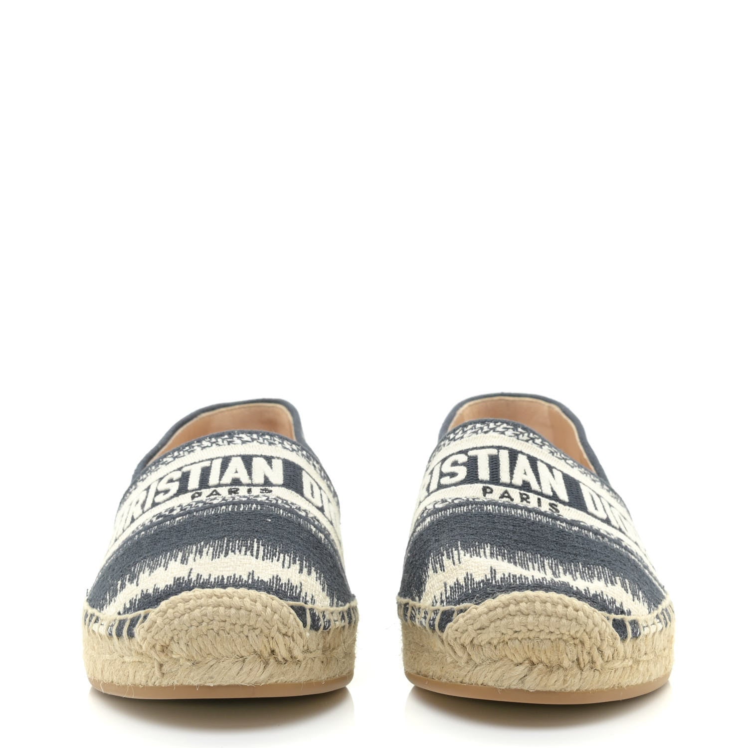Christian Dior Cotton D-Stripes Embroidered Granville 15mm Espadrilles 37 Deep Blue 2 of 10