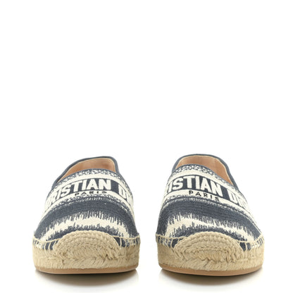 Christian Dior Cotton D-Stripes Embroidered Granville 15mm Espadrilles 37 Deep Blue 2 of 10