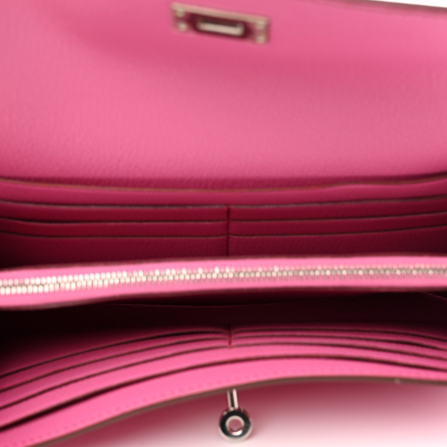 Ostrich Kelly Longue Wallet Fuchsia