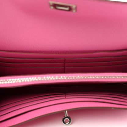 Hermes Ostrich Kelly Longue Wallet Fuchsia 5 of 10